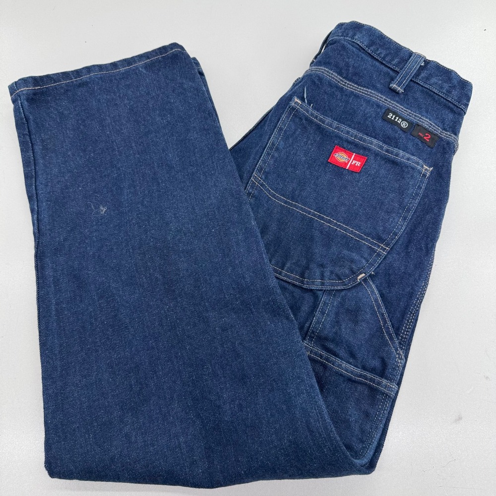 Dickies FR Flame Resistant Carpenter Jeans Mens 33x29 Indigo Blue RU900RNB HRC 2